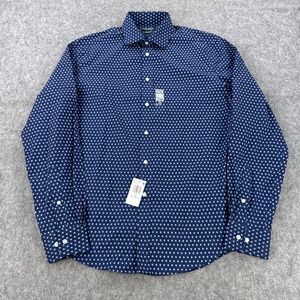Lauren Ralph Lauren Dress Shirt Mens Large 16.5 36/37 Navy Stretch Regular Fit